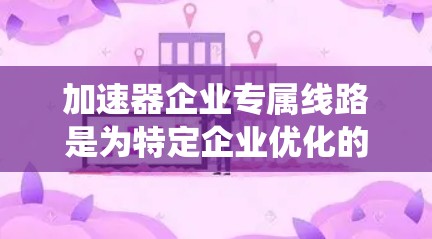 加速器企业专属线路是为特定企业优化的网络基础设施，专为加速器系统提供高效的数据传输和加速功能。以下是对该主题的分步总结