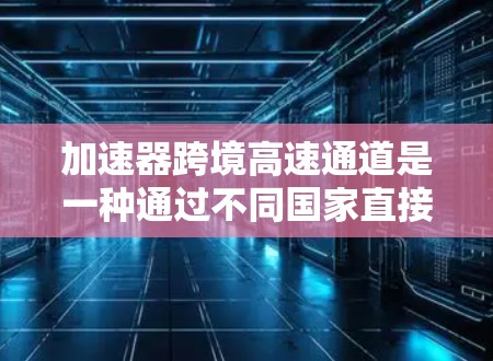 加速器跨境高速通道是一种通过不同国家直接连接的加速装置，旨在加快车辆行驶速度，减少运输时间并降低成本。以下是对这一功能的详细介绍