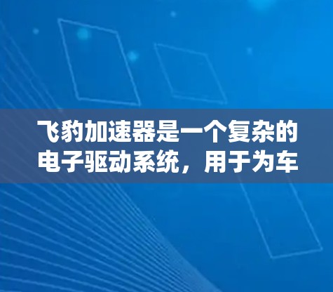 飞豹加速器是一个复杂的电子驱动系统，用于为车辆提供自动加速和减速功能。以下是对飞豹加速器的详细指南